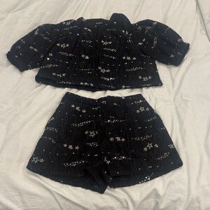 Stories Black Star Embellished Two-Piece Set